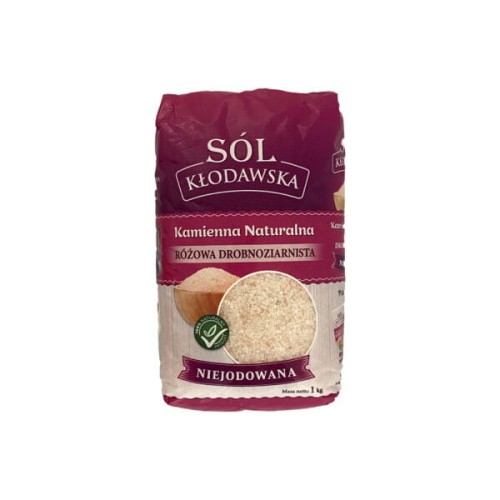 Sól kłodawska kamienna różowa niejodowana drobnoziarnista 1kg Kopalnia Soli Kłodawa
