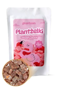 ŻELKI KOSTKI MALINOWY FLAMING BEZ CUKRU 100G  PLANTEON